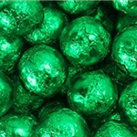 green colour foil wrapped chocolate balls