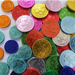 assorted colours and sizes chocolate coins