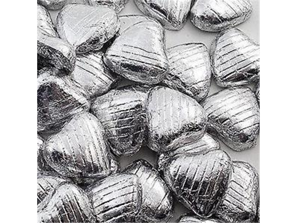 silver paper chocolate hearts