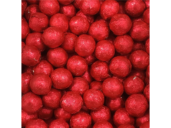 red colour foil wrapped chocolate balls