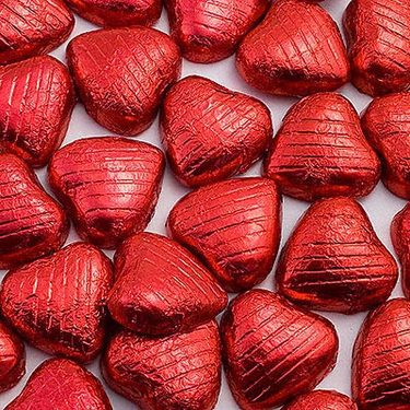 red paper chocolate hearts