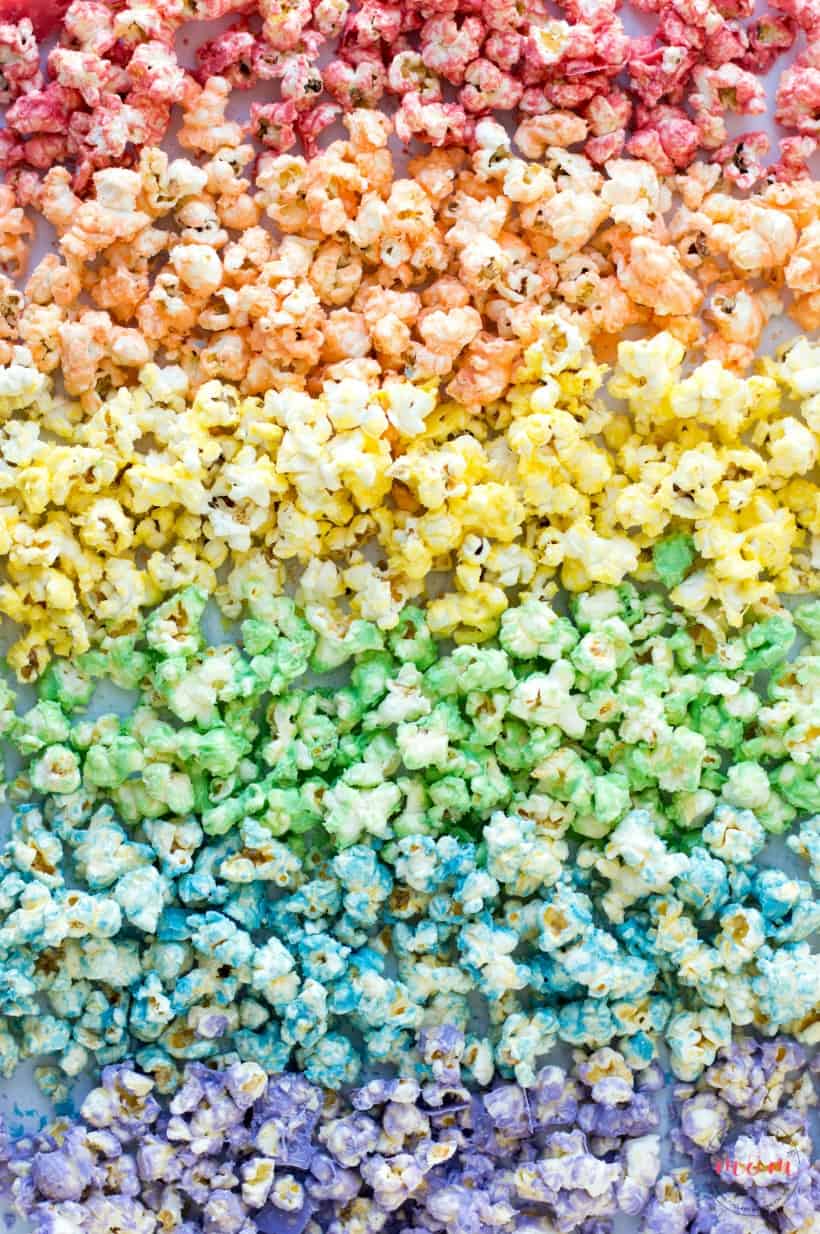 assorted colours popcorn with a hint of fruit flavours